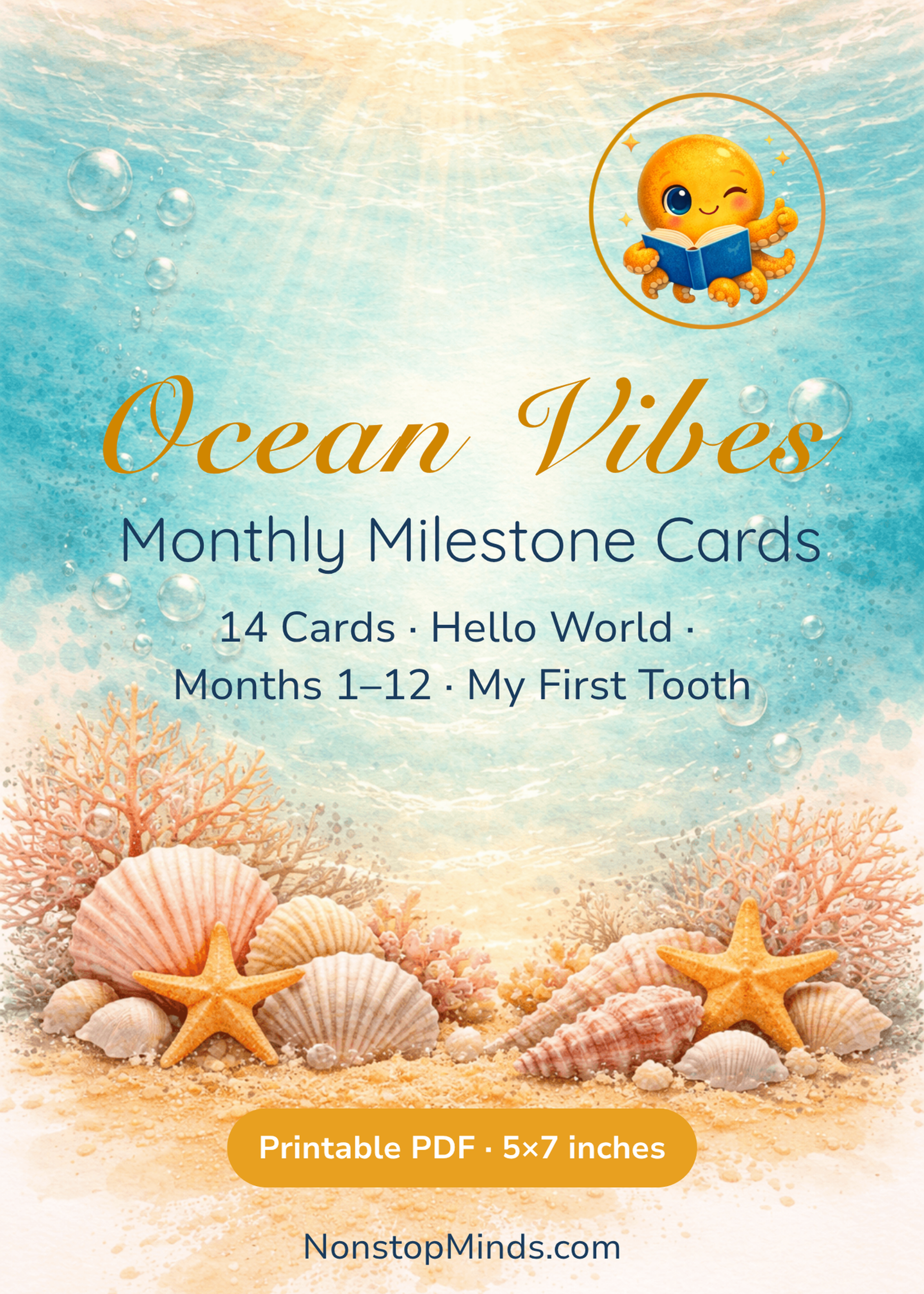 Ocean Vibes Monthly Milestone Cards