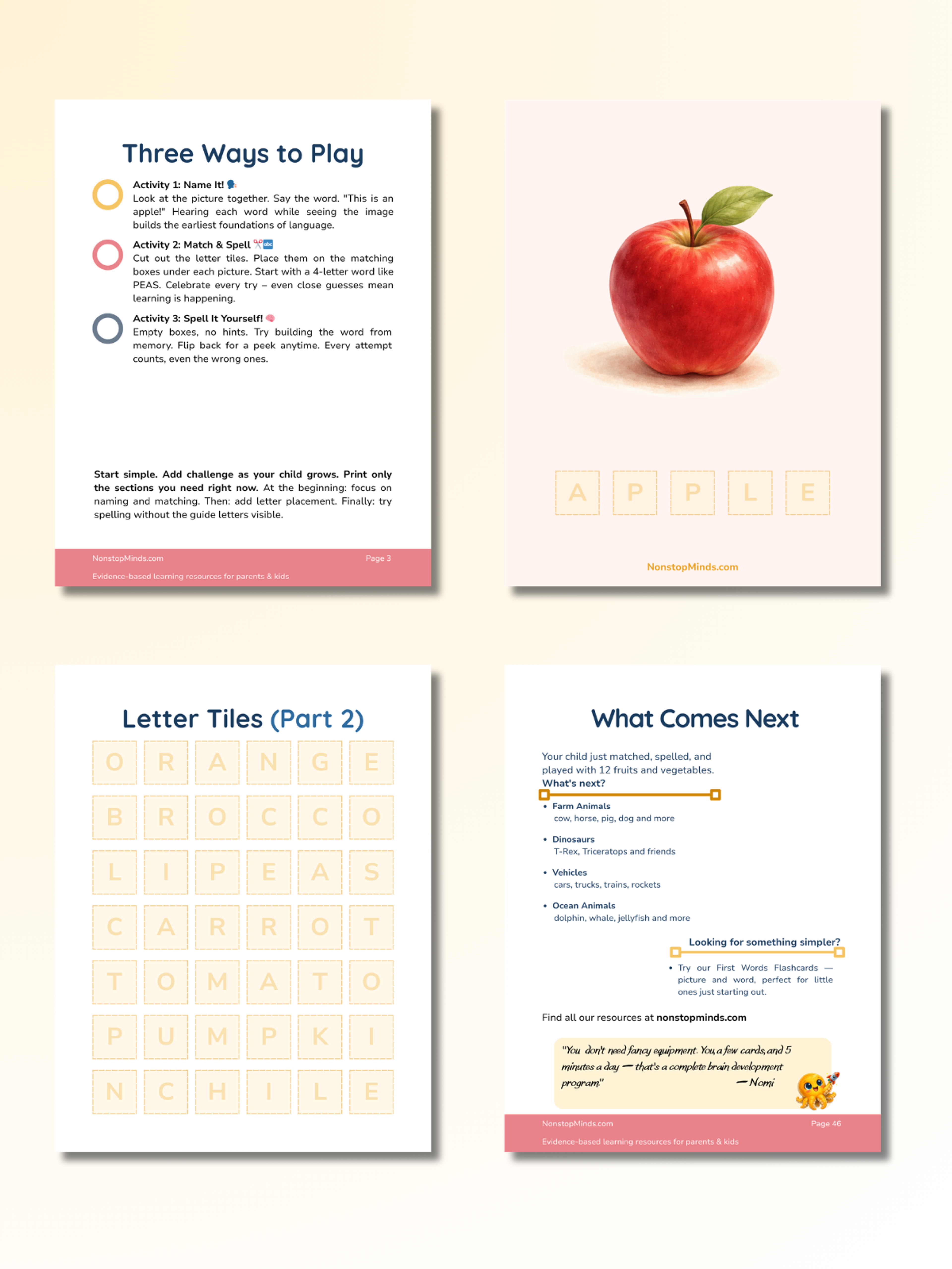 Fruits & Vegetables: Match, Spell & Play — preview image 2