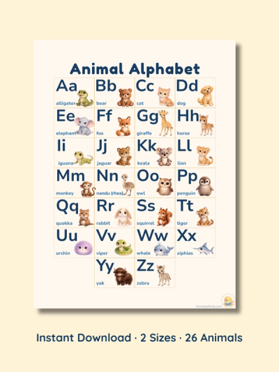 Animal Alphabet Poster — preview image 2