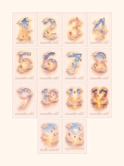 Up, Up & Away Monthly Milestone Cards — preview image 2