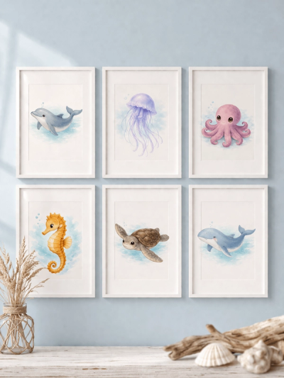Ocean Baby Animals Wall Art