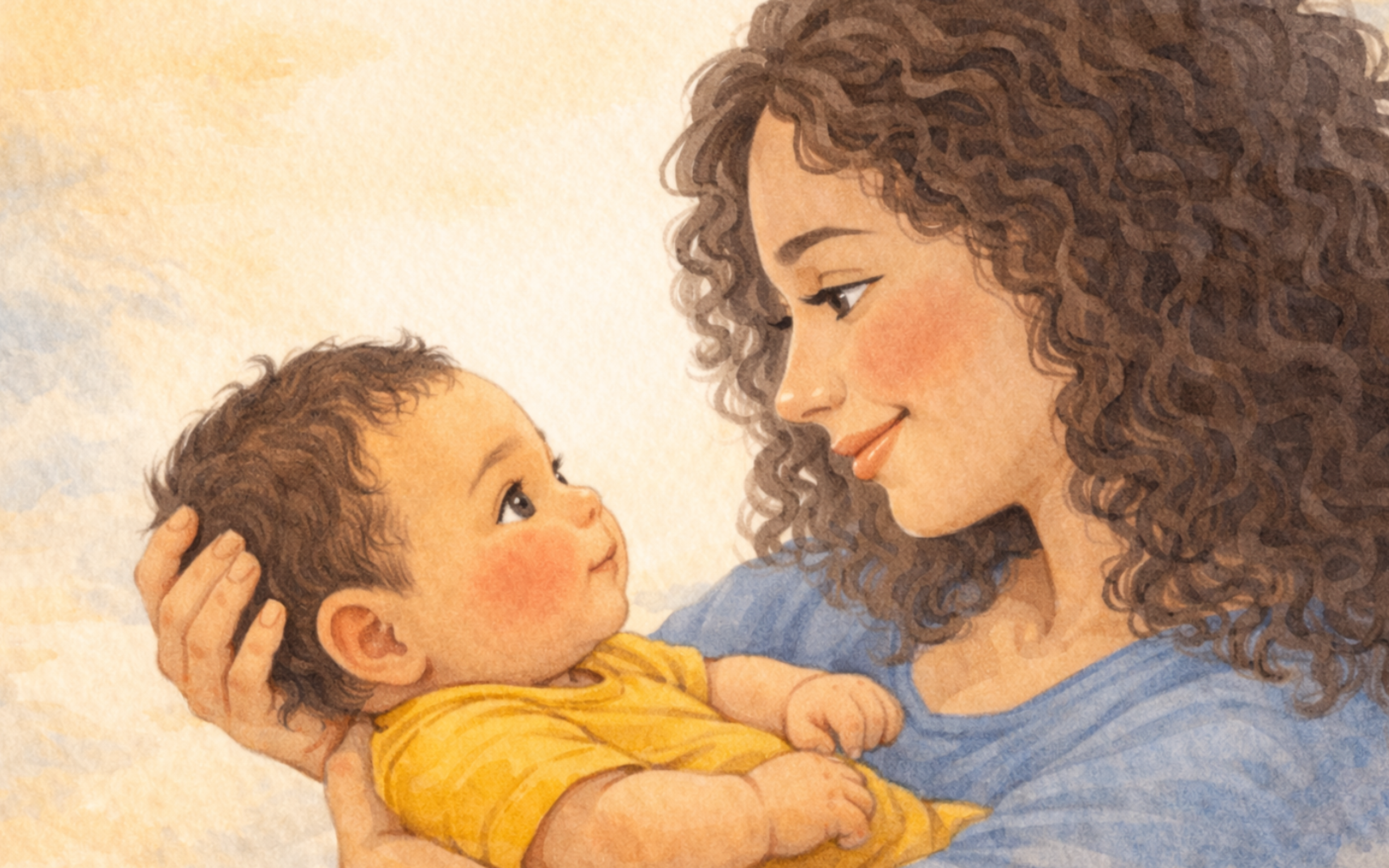Mother holding newborn face to face at 12 inches — newborn vision focus distance in first weeks