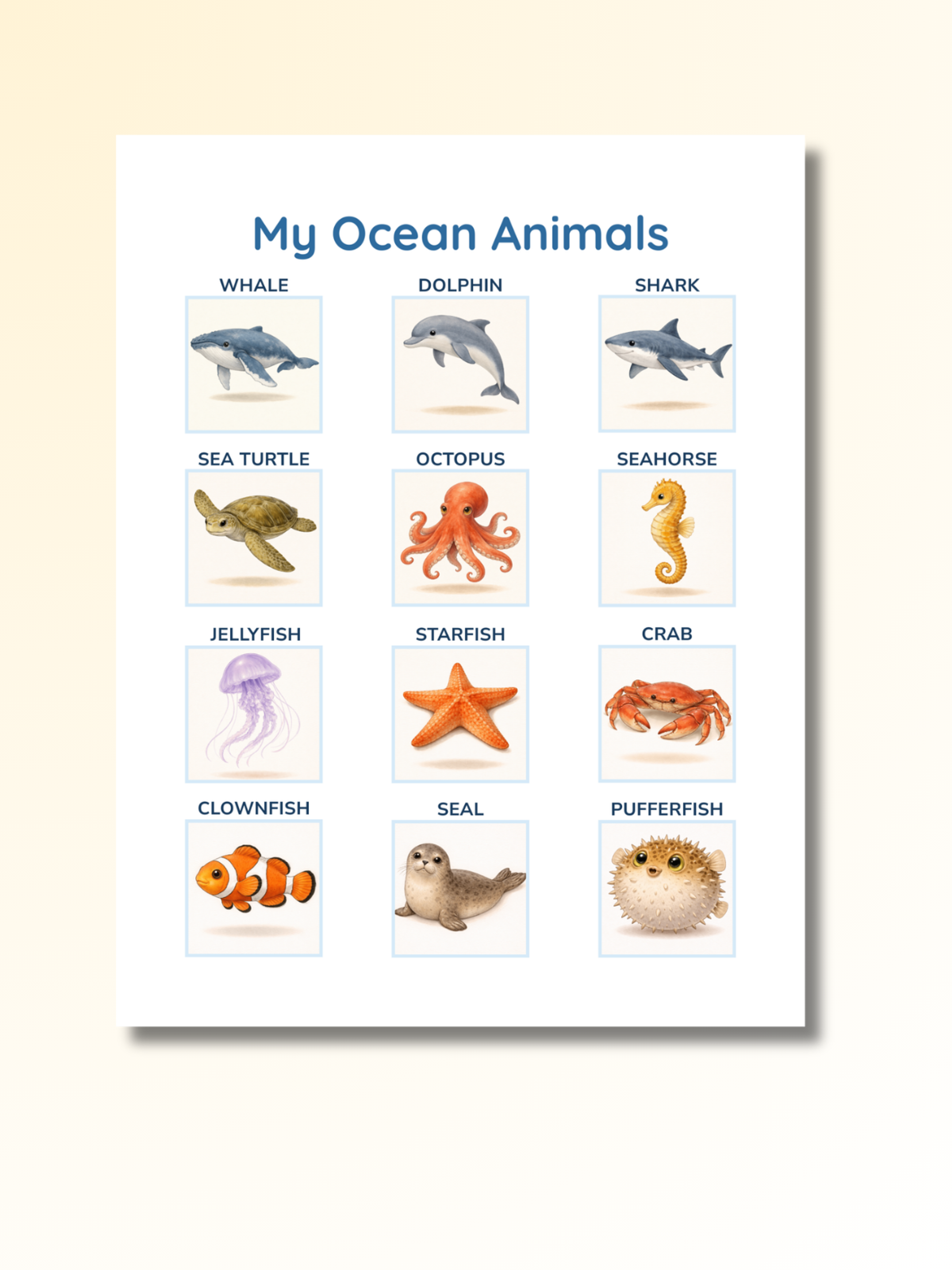 Ocean Animals: First Words Flashcards — preview image 2