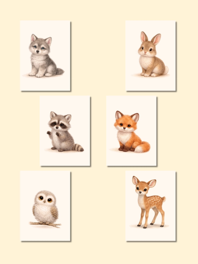 Woodland Baby Animals Wall Art — preview image 2