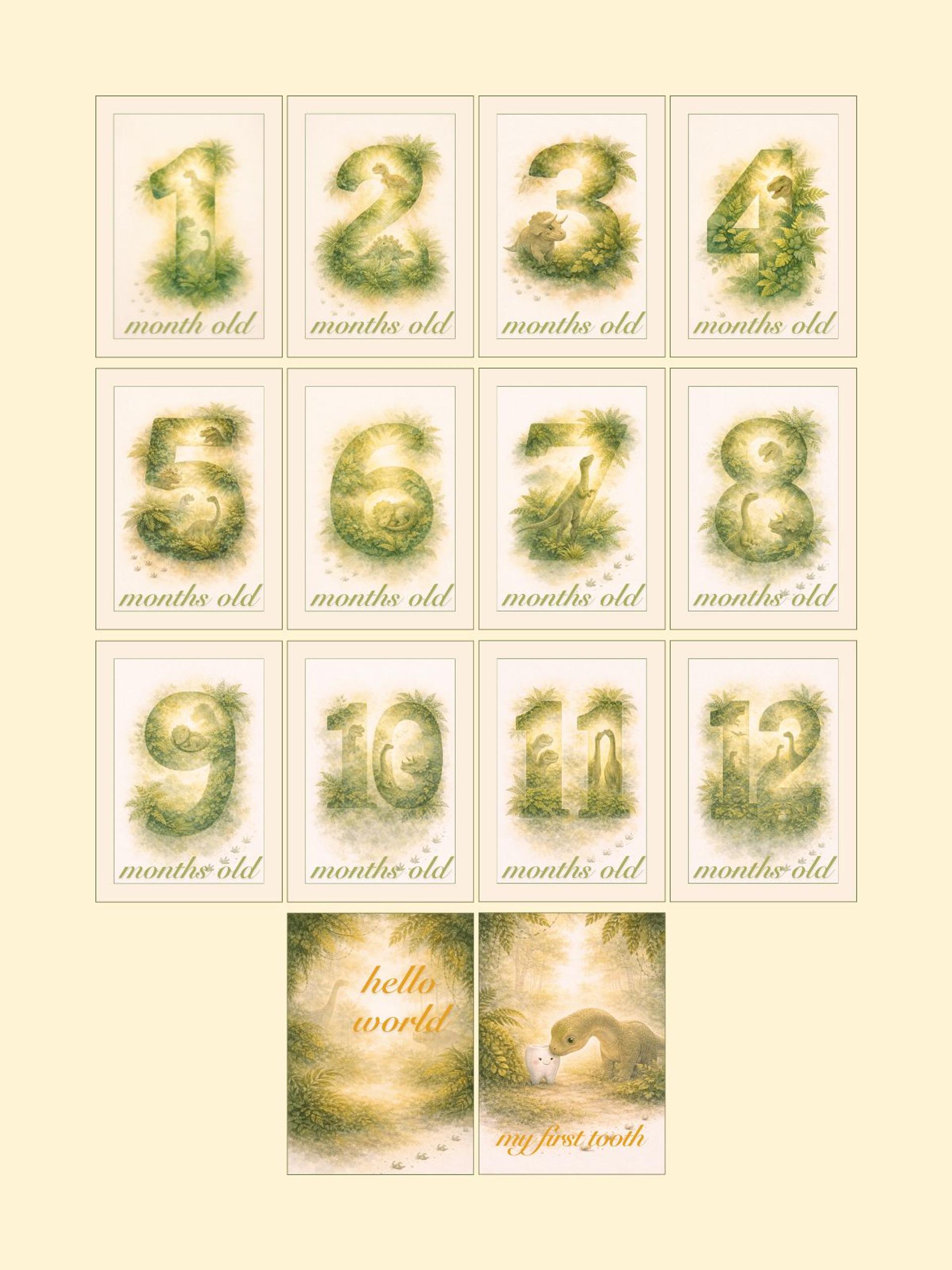 Dinosaurs Monthly Milestone Cards — preview image 2