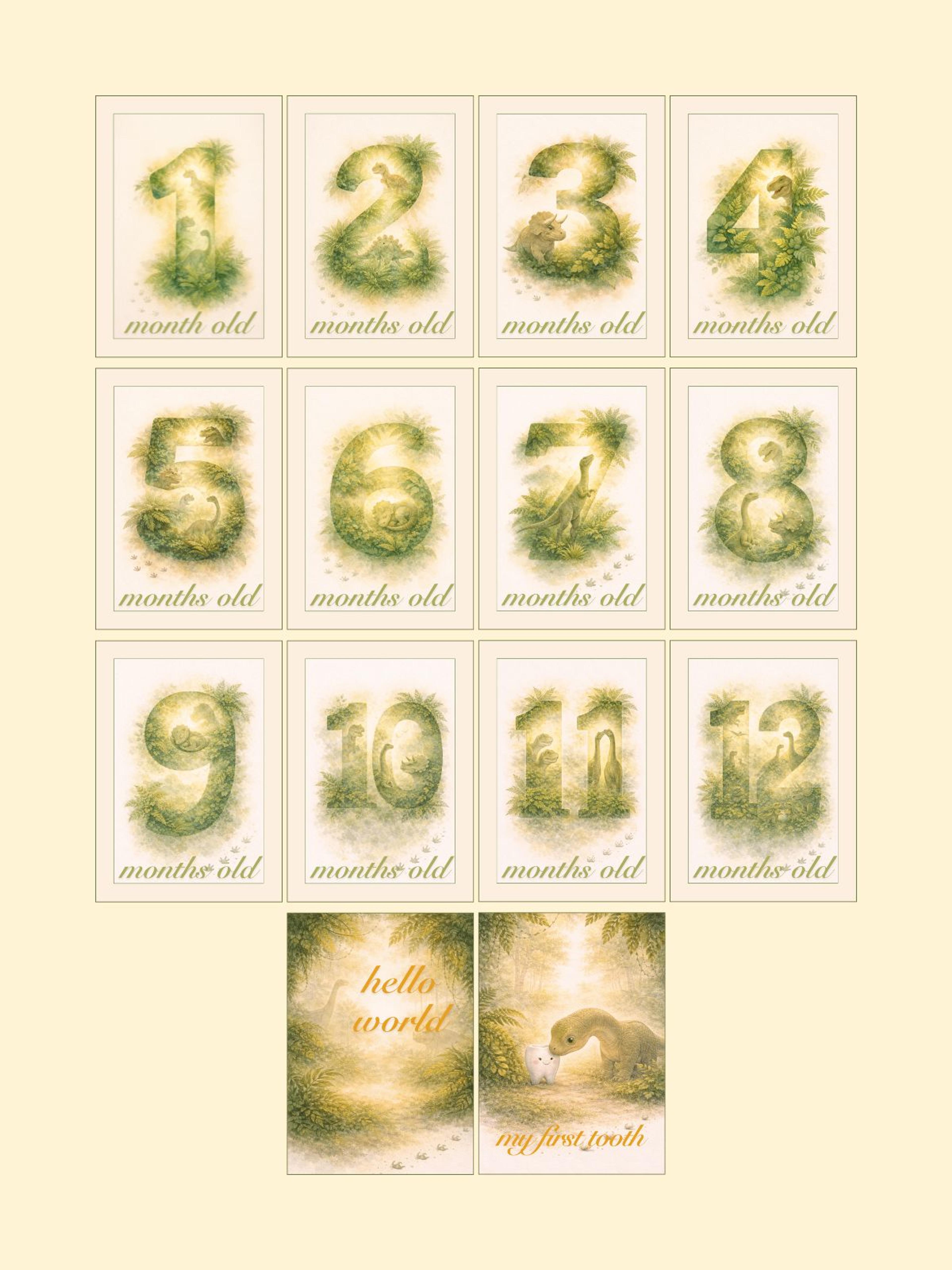 Dinosaurs Monthly Milestone Cards — preview image 2