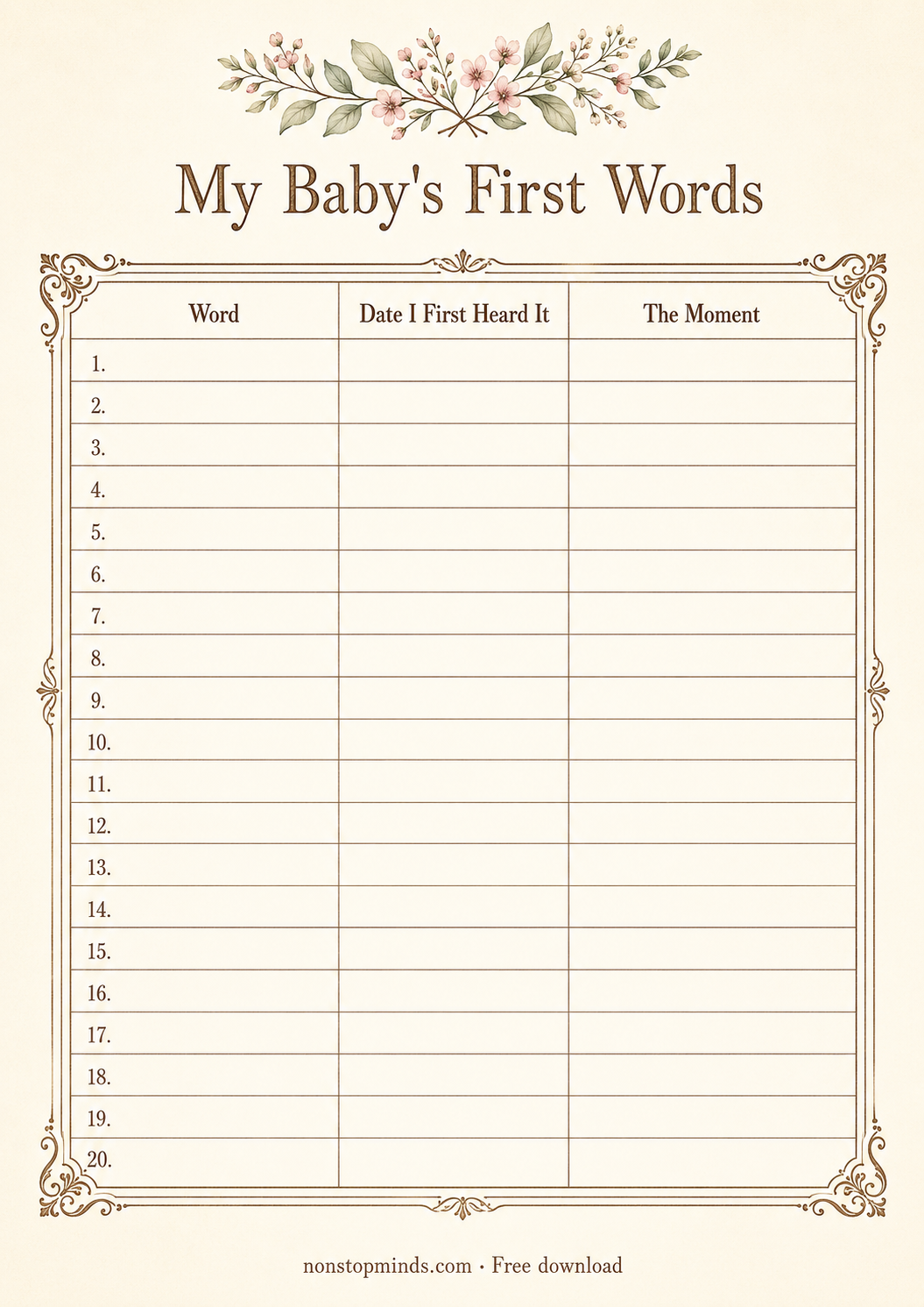 My Baby's First Words Tracker