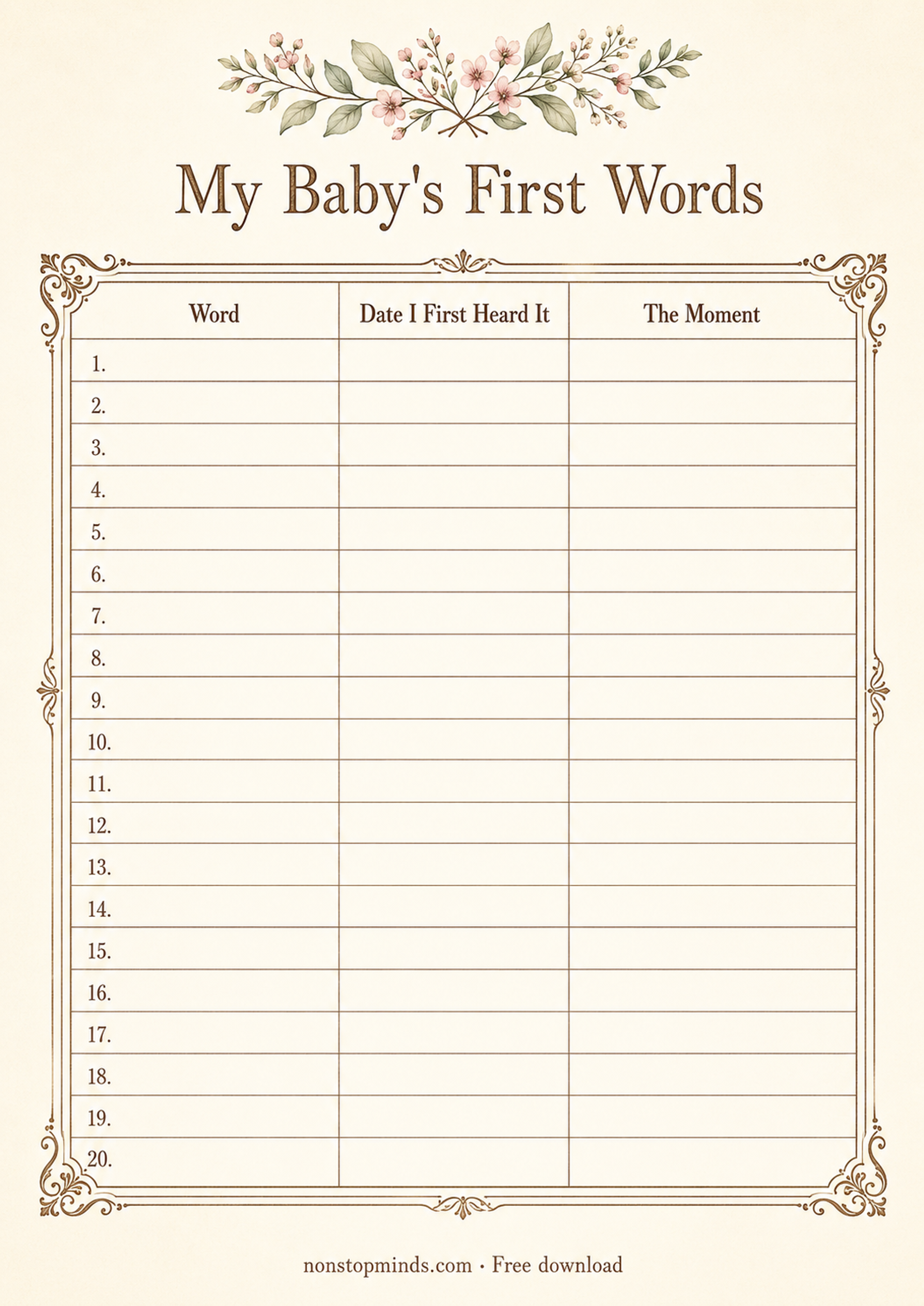 My Baby's First Words Tracker