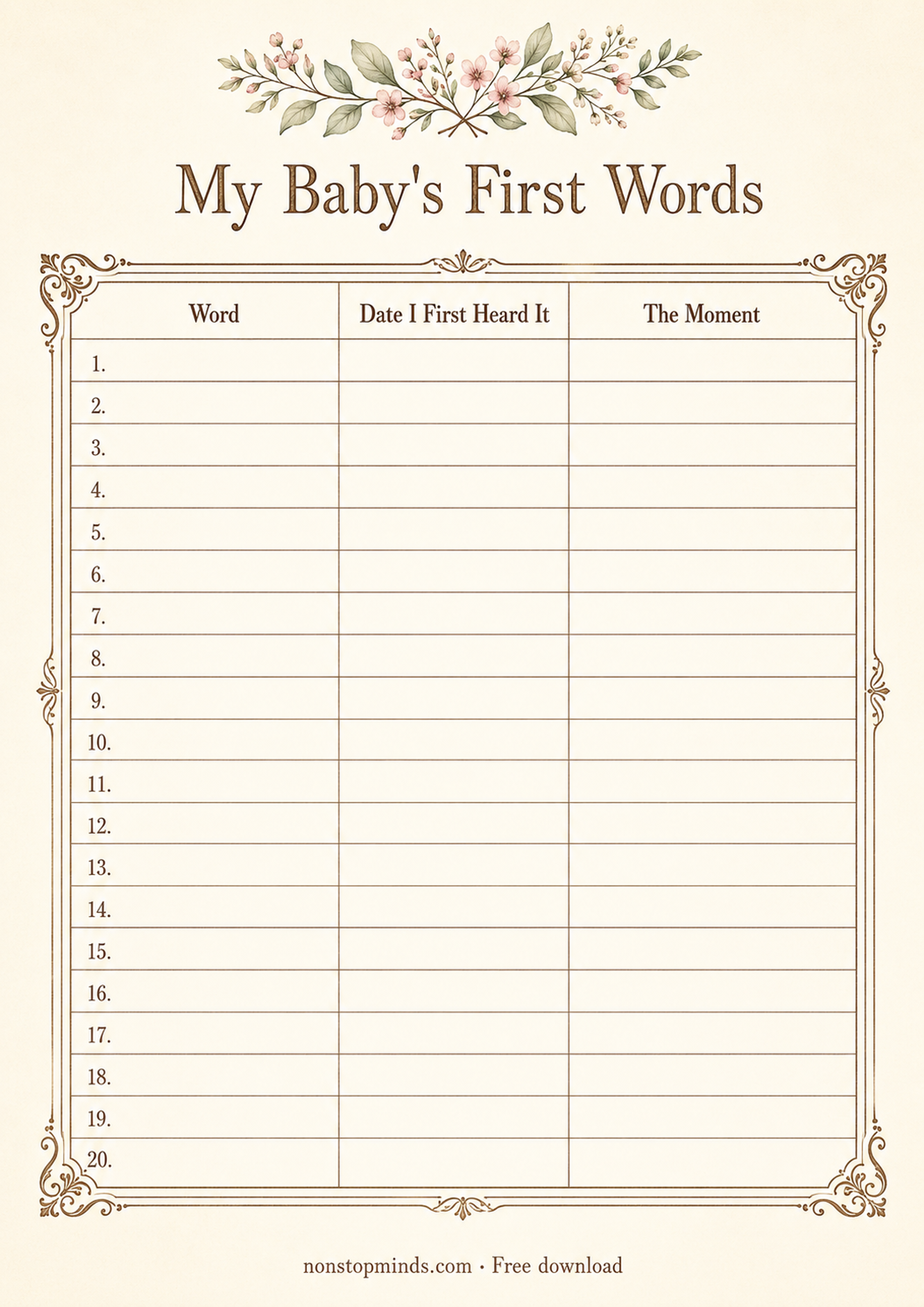 My Baby's First Words Tracker