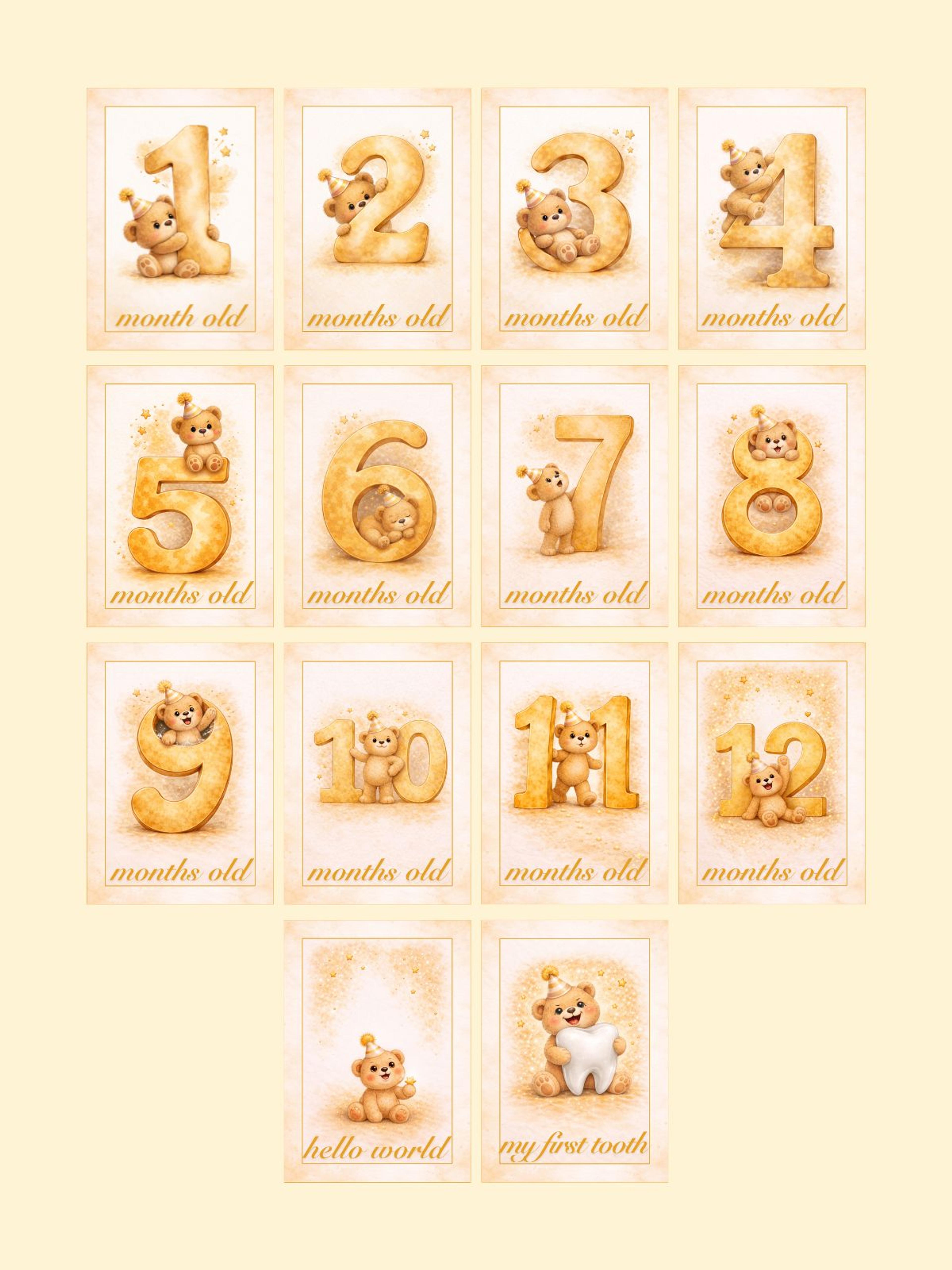 Teddy Bear Monthly Milestone Cards — preview image 2
