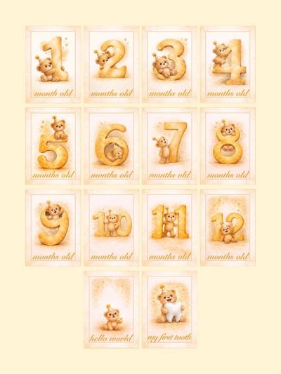 Teddy Bear Monthly Milestone Cards — preview image 2