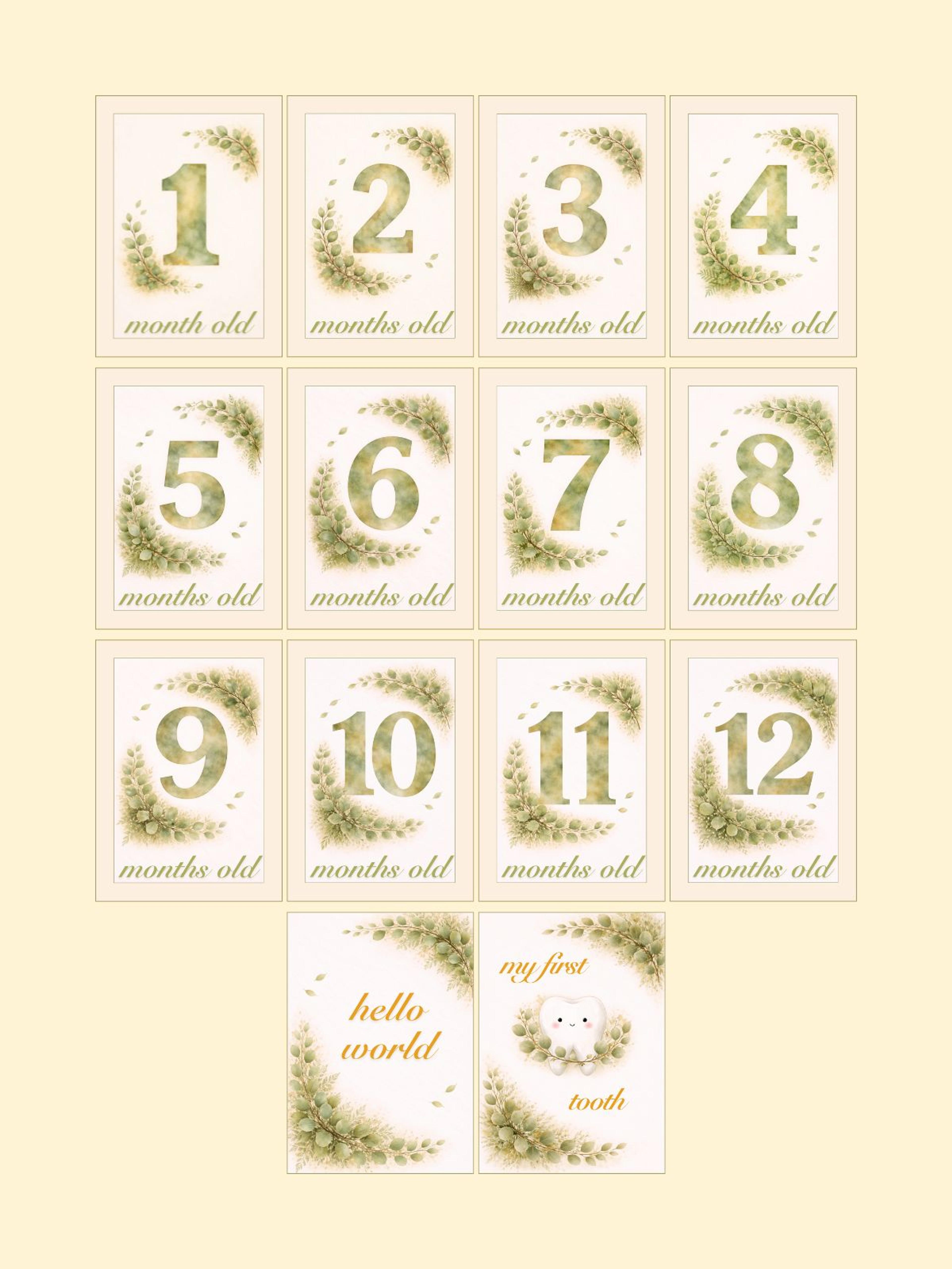 Botanical Monthly Milestone Cards — preview image 2