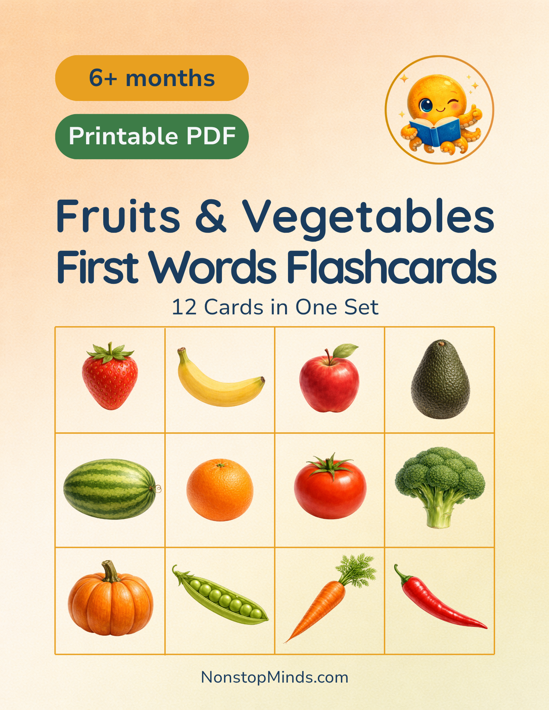 Fruits & Vegetables: First Words Flashcards