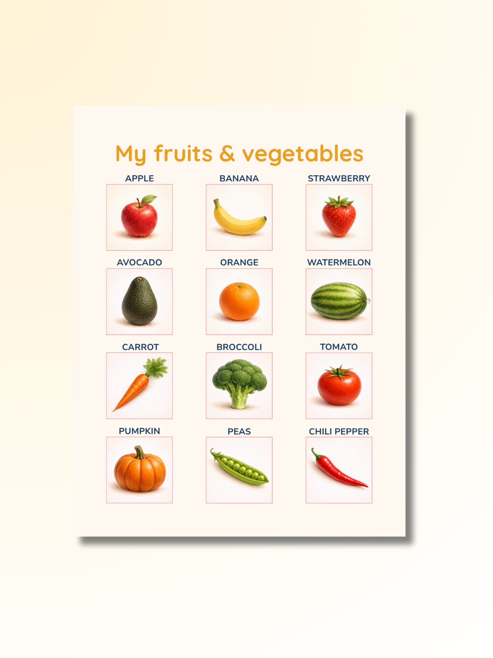 Fruits & Vegetables: First Words Flashcards — preview image 2