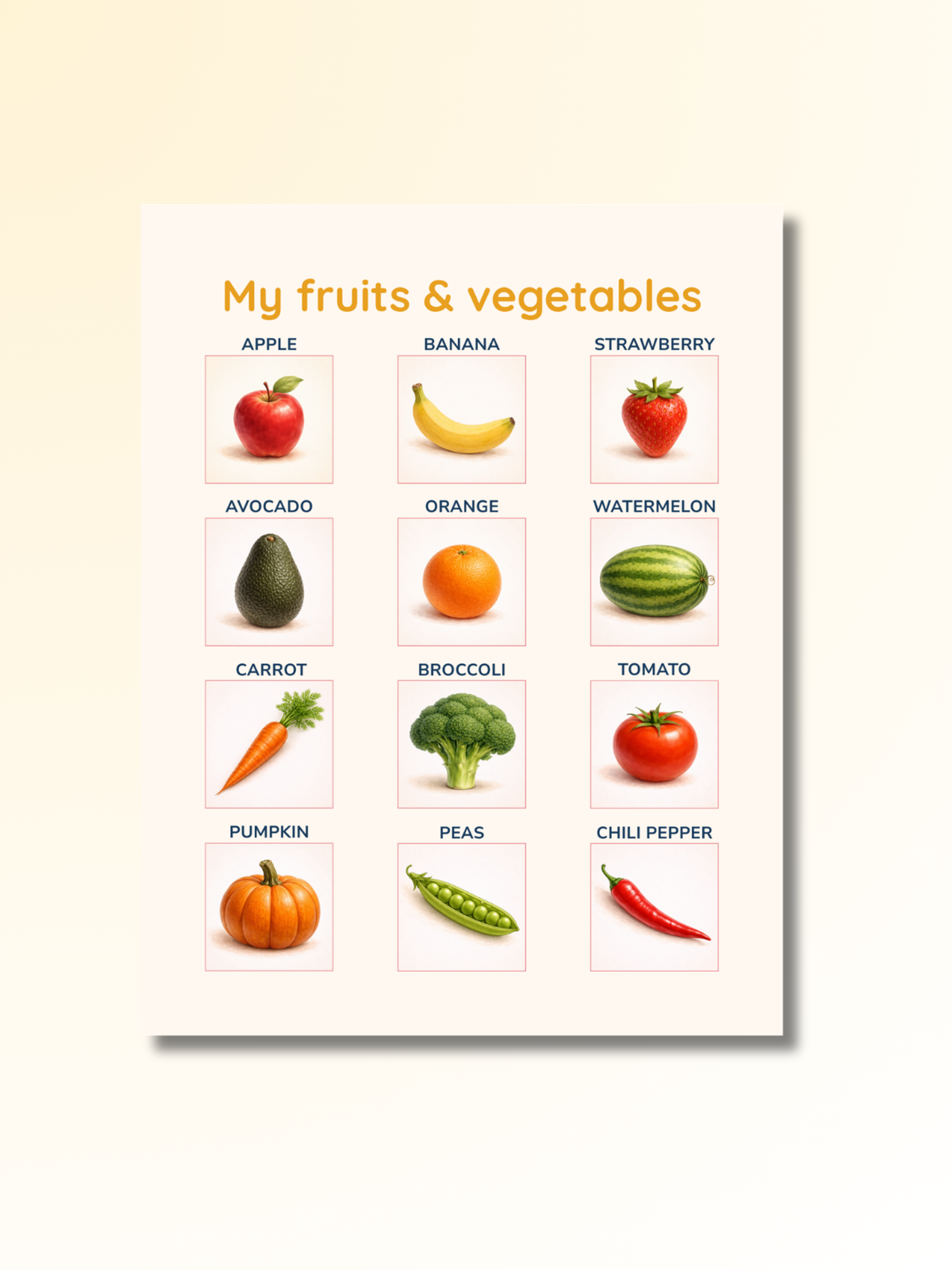 Fruits & Vegetables: First Words Flashcards — preview image 2
