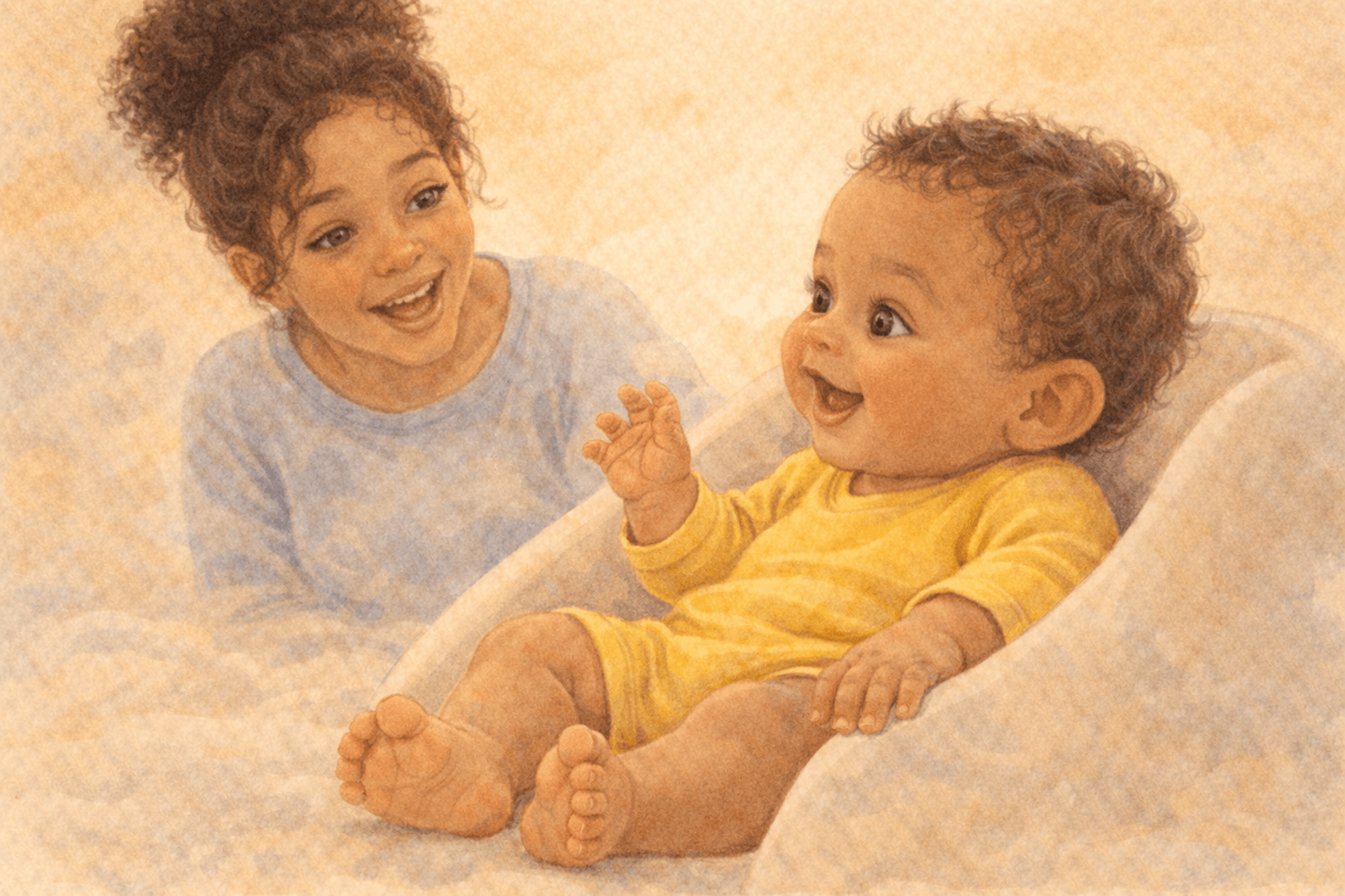 Five month old baby turning head toward mother calling their name — babies use their own name as an attention signal by 5 months