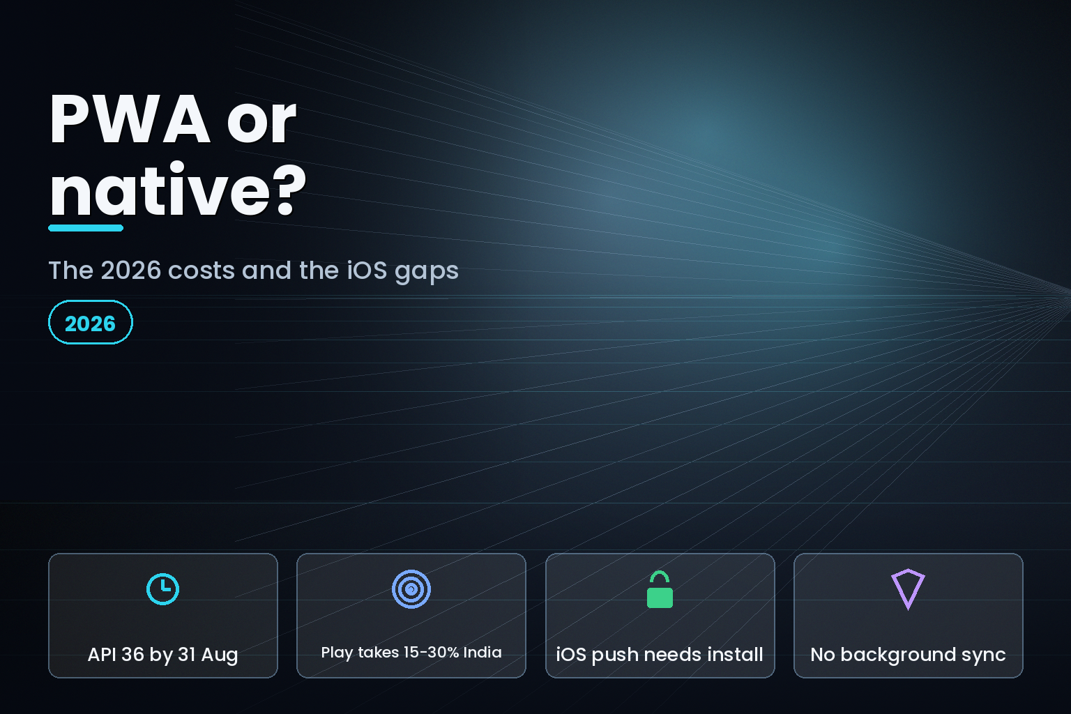 Progressive Web App versus native app comparison for 2026 store costs and iOS capability gaps