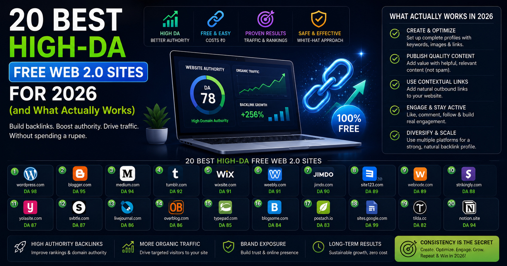 20 Best High-DA Free Web 2.0 Sites for 2026