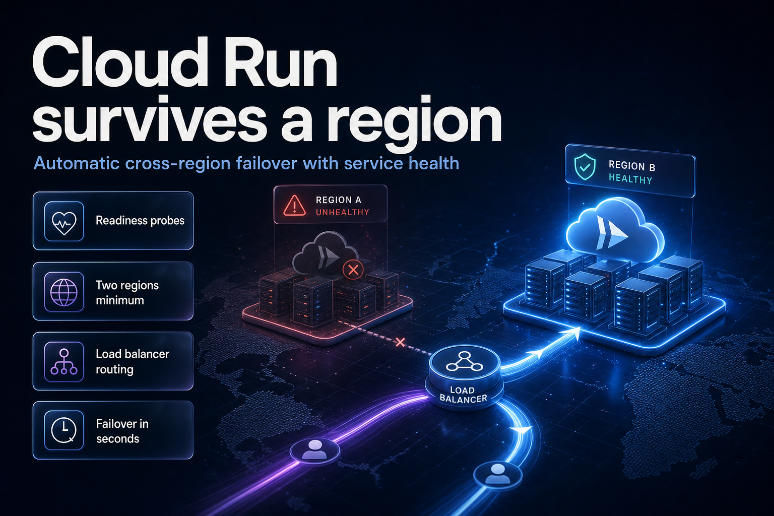 Cloud Run cross-region failover routing traffic away from an unhealthy region