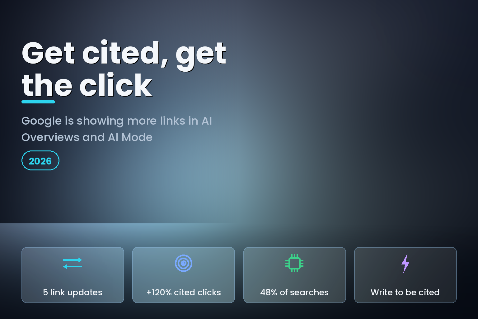 Search bar branching into multiple floating link cards