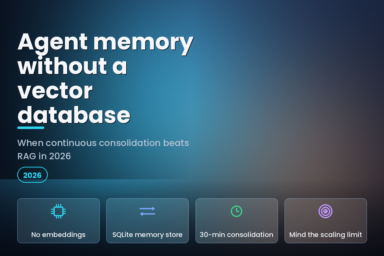 Glowing memory core drawing in structured note cards on a dark studio surface