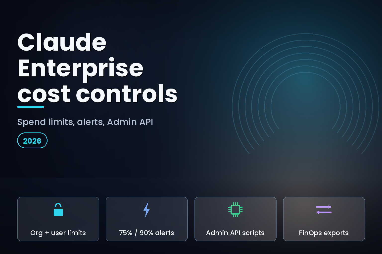 Glowing circular budget gauge on a dark analytics dashboard concept