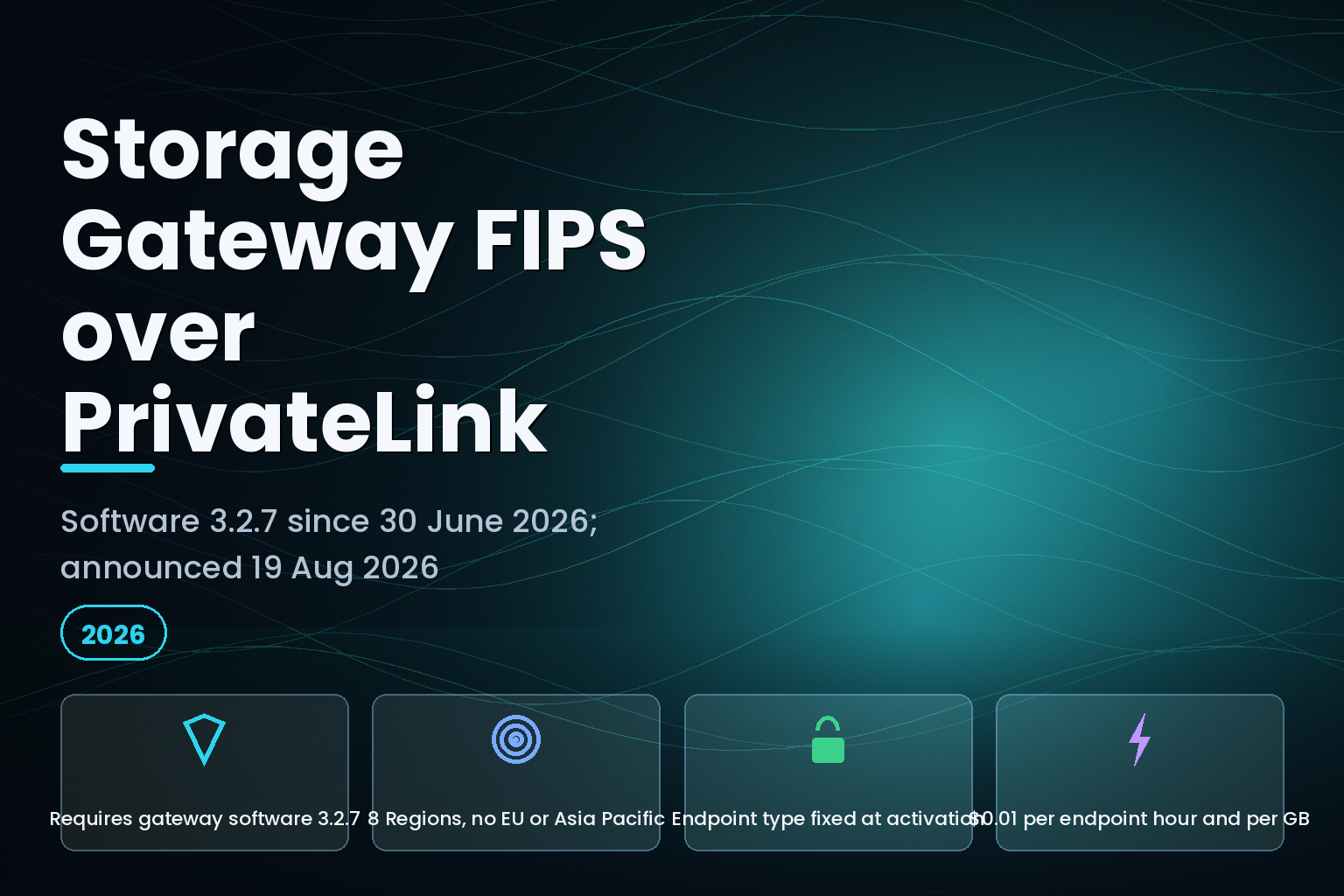 AWS Storage Gateway FIPS endpoints over PrivateLink, August 2026