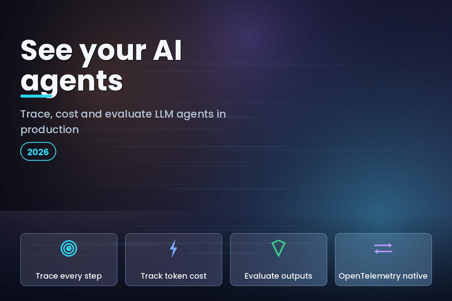 Grafana Cloud agent observability dashboard concept with trace waterfalls