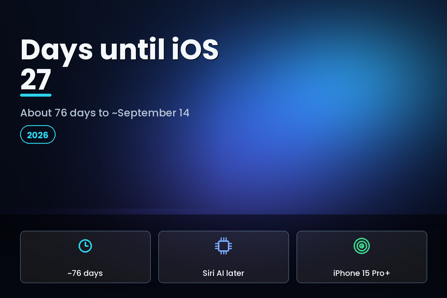 A smartphone on a dark surface beside a glowing countdown and AI assistant motif