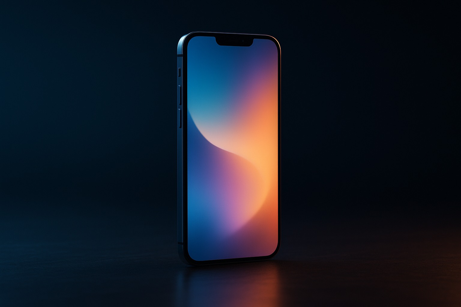 Premium smartphone glowing on a dark studio surface awaiting a software update