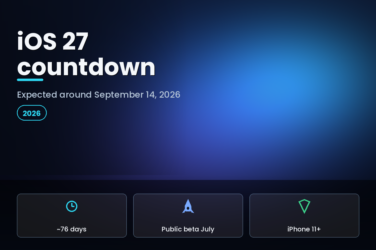 A modern smartphone on a dark surface with a glowing countdown calendar motif