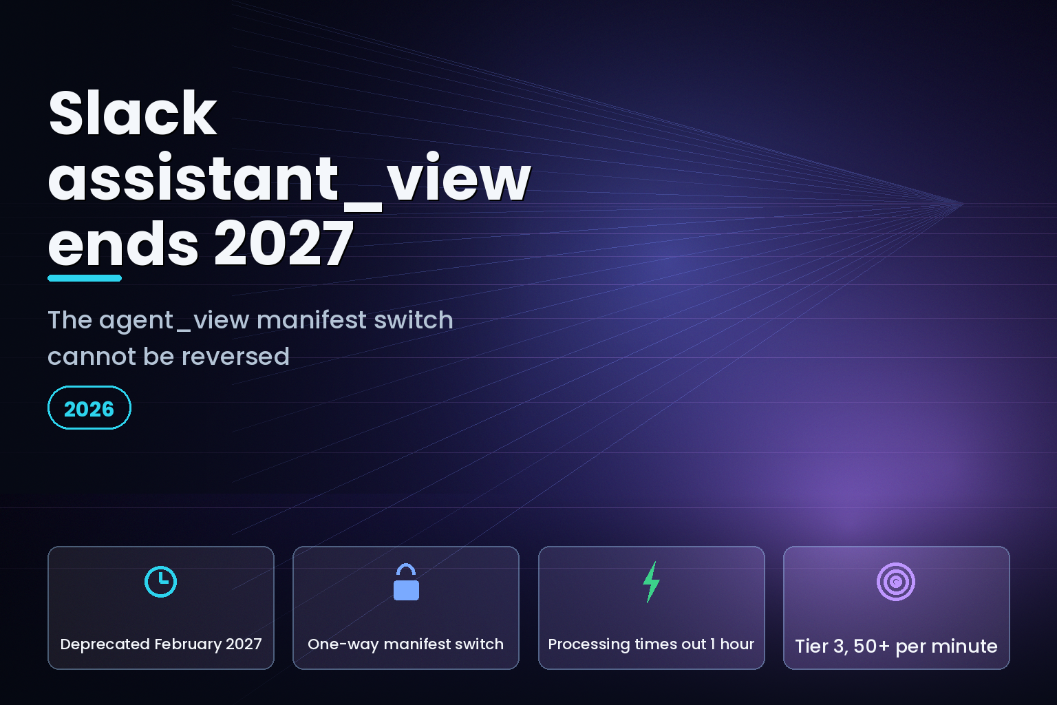 Slack deprecates assistant_view in February 2027 and replaces its methods with the Agent Sessions API