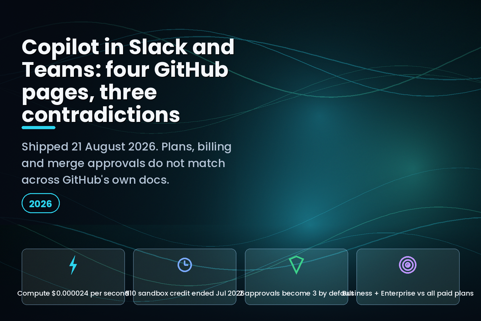 Copilot cloud agent in Slack and Microsoft Teams: cost meters, plan eligibility and merge approval changes, August 2026