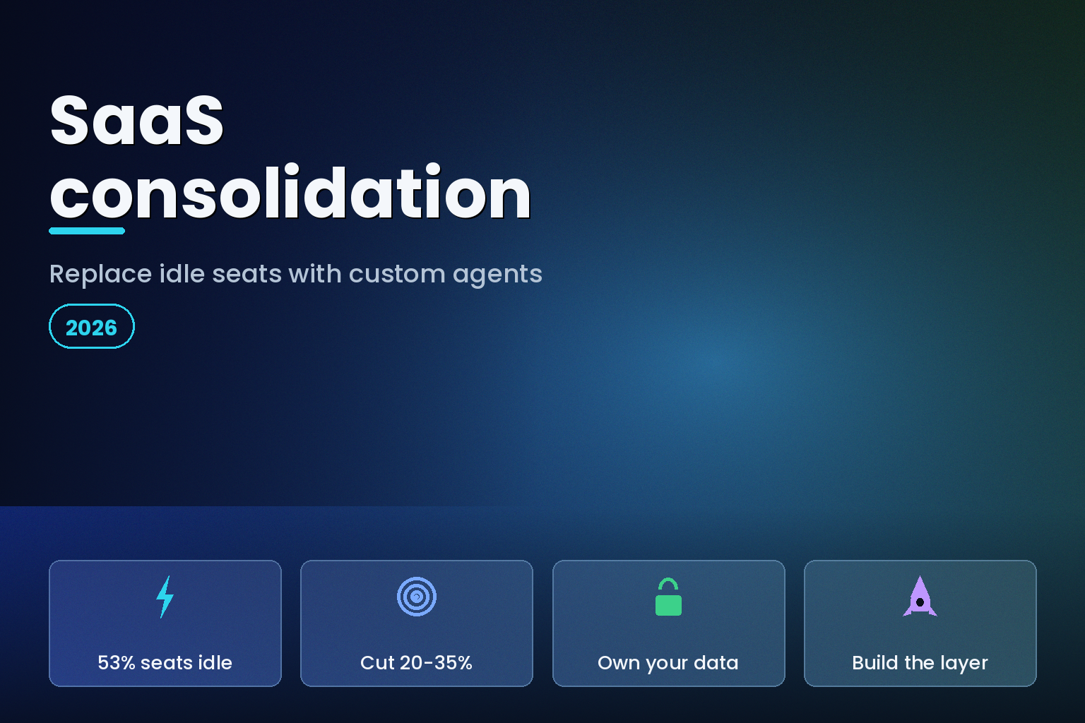 Modular server blocks consolidating into one glowing unit with cyan accents