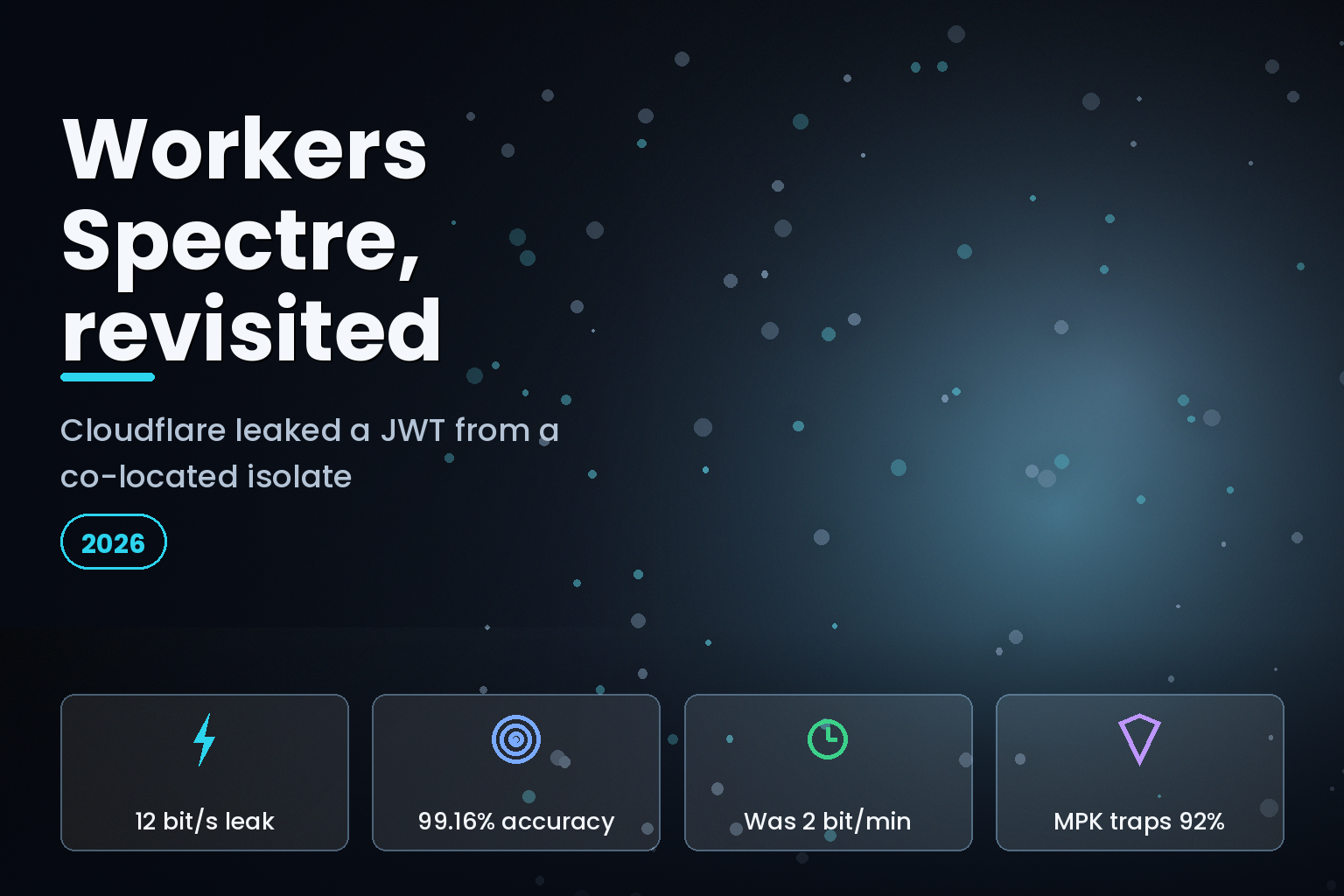 Cloudflare Workers Spectre attack: 12 bit/s JWT leak from a co-located isolate, 2026