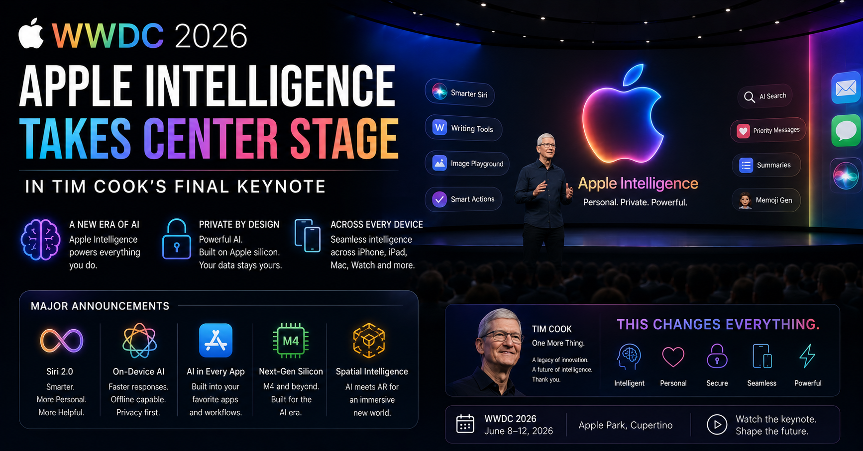 WWDC 2026: Apple Intelligence Takes Center Stage in Tim Cook's Final Keynote