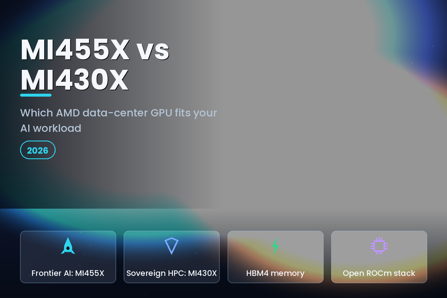 AMD Instinct MI455X and MI430X data-center GPU comparison infographic