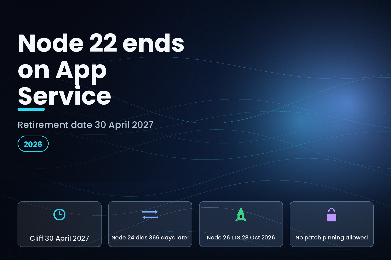 Azure App Service Node 22 LTS retirement timeline ending 30 April 2027
