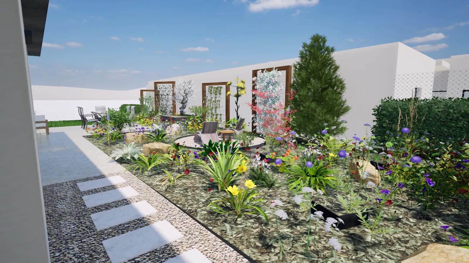 Rendu 3D du jardin terminé