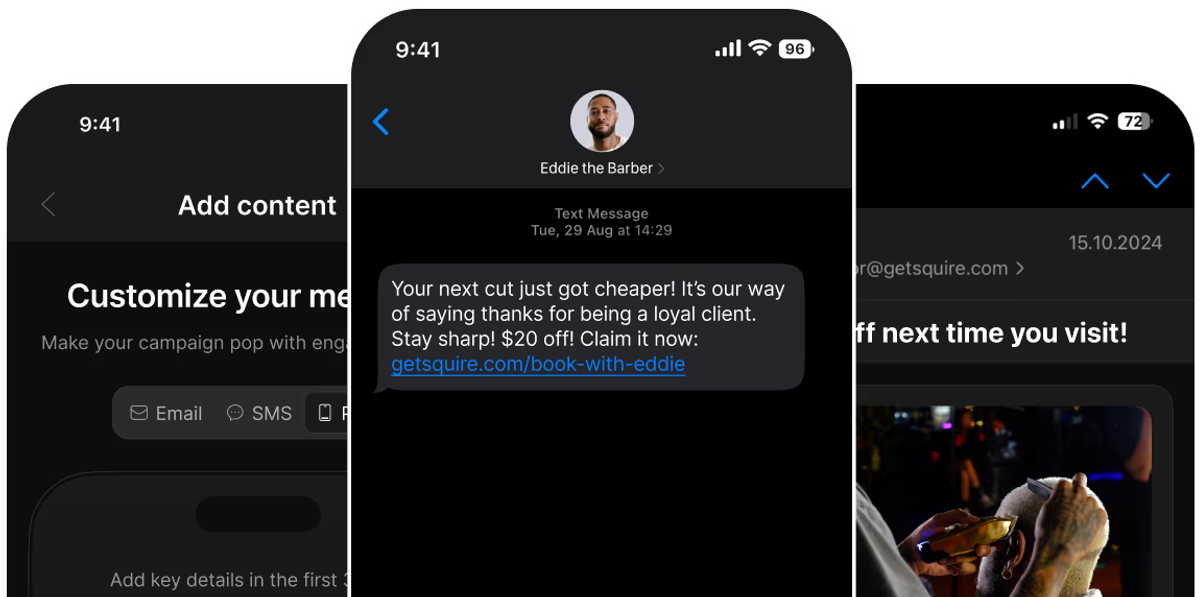Smart Rebooking text message on smartphone screen.