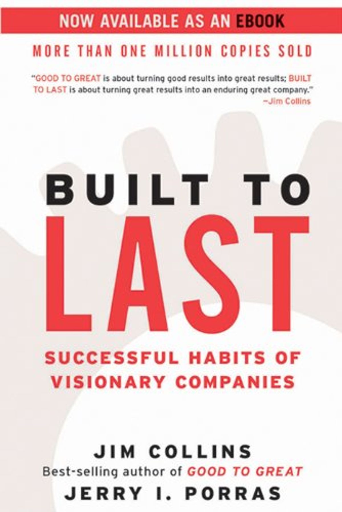 Book cover: "Built to Last" by Jim Collins and Jerry I. Porras.