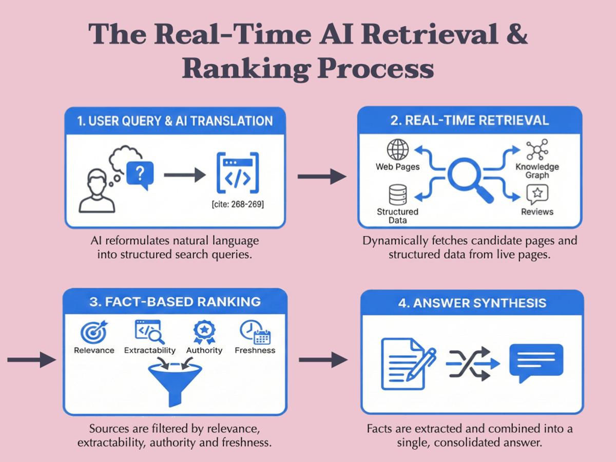 Real-time AI retrieval and ranking process