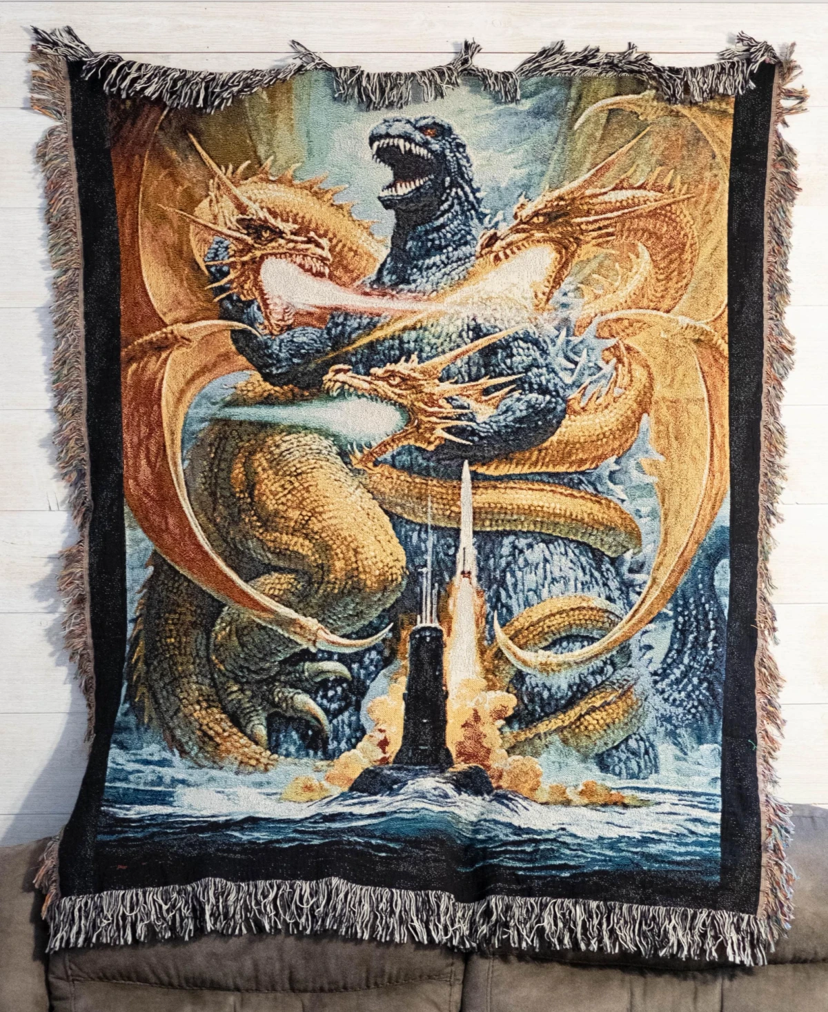 godzilla versus king ghidora noriyoshi ohrai tapestry