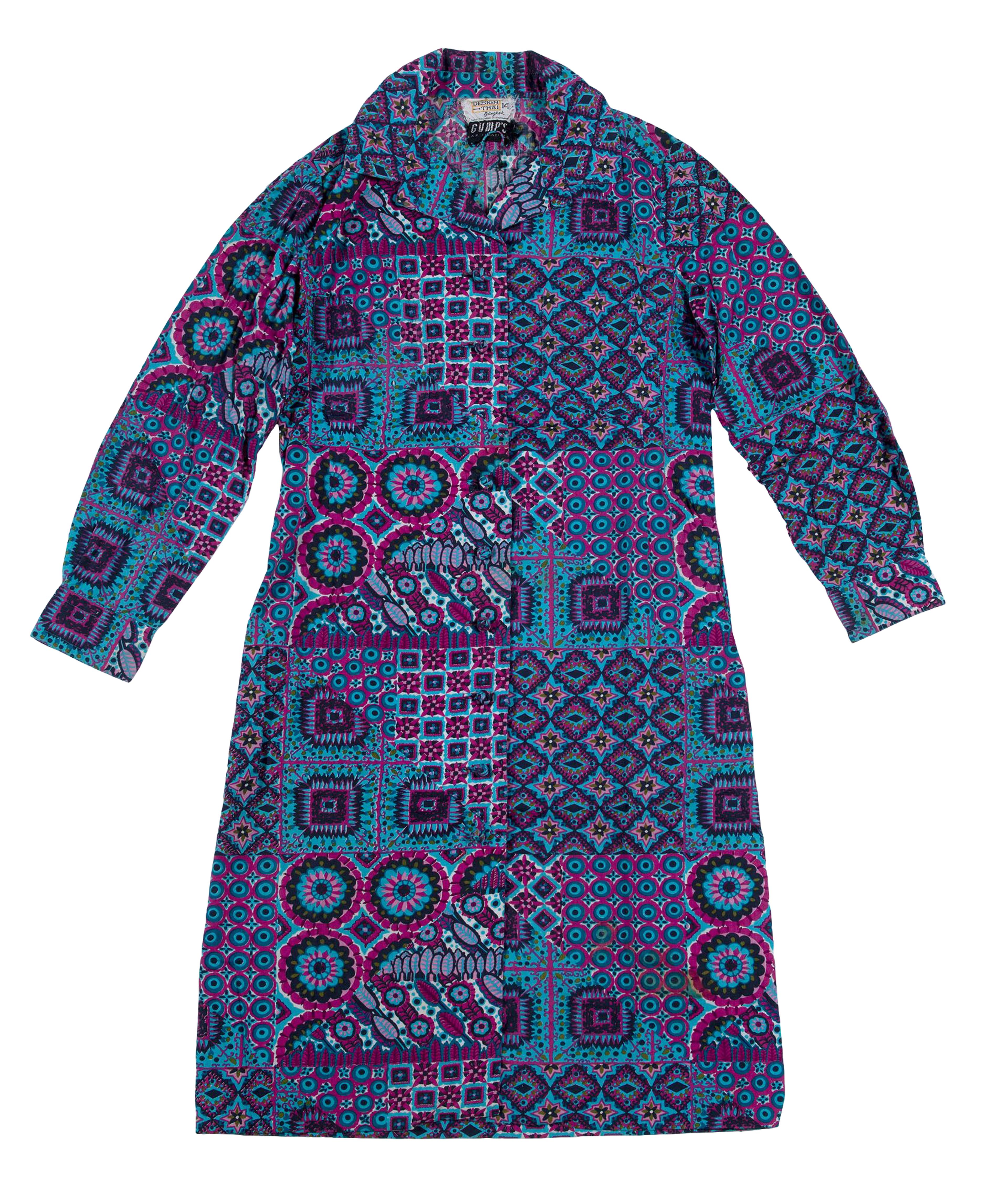 Blue and purple patterned dress