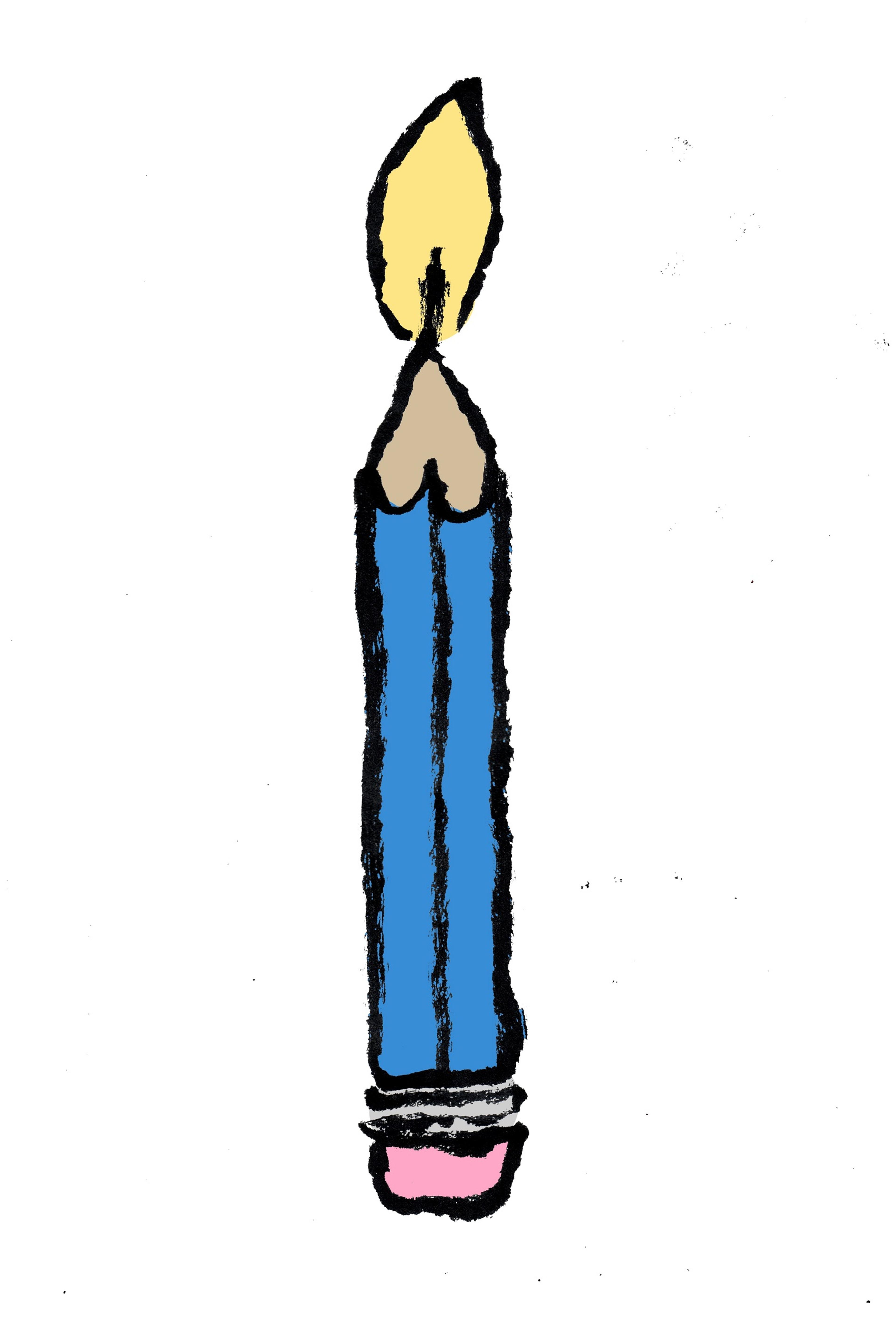 Illustration of a pencil with a flaming end, like a candle
