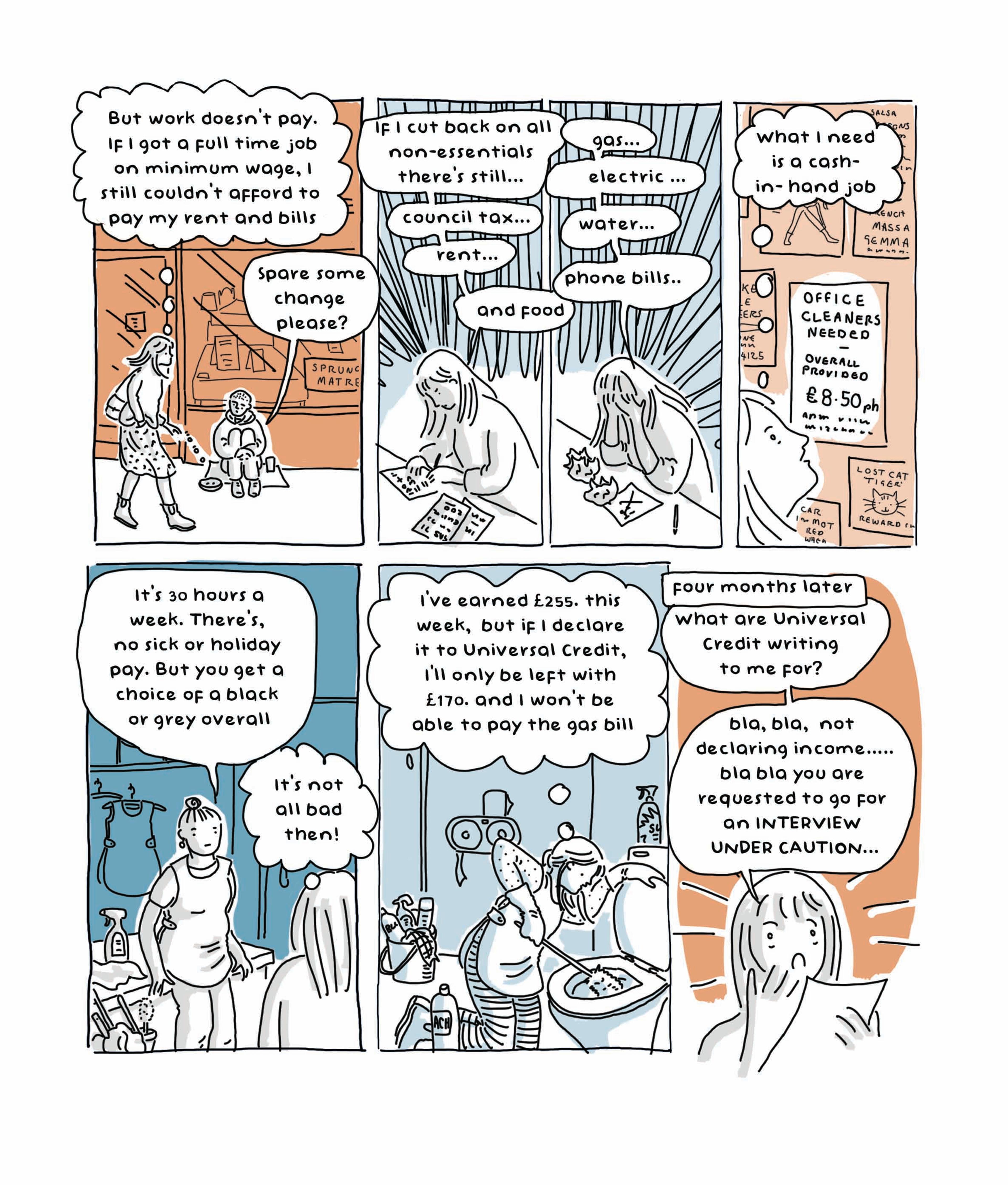 A page from a comic book with six panels with images combined with text.