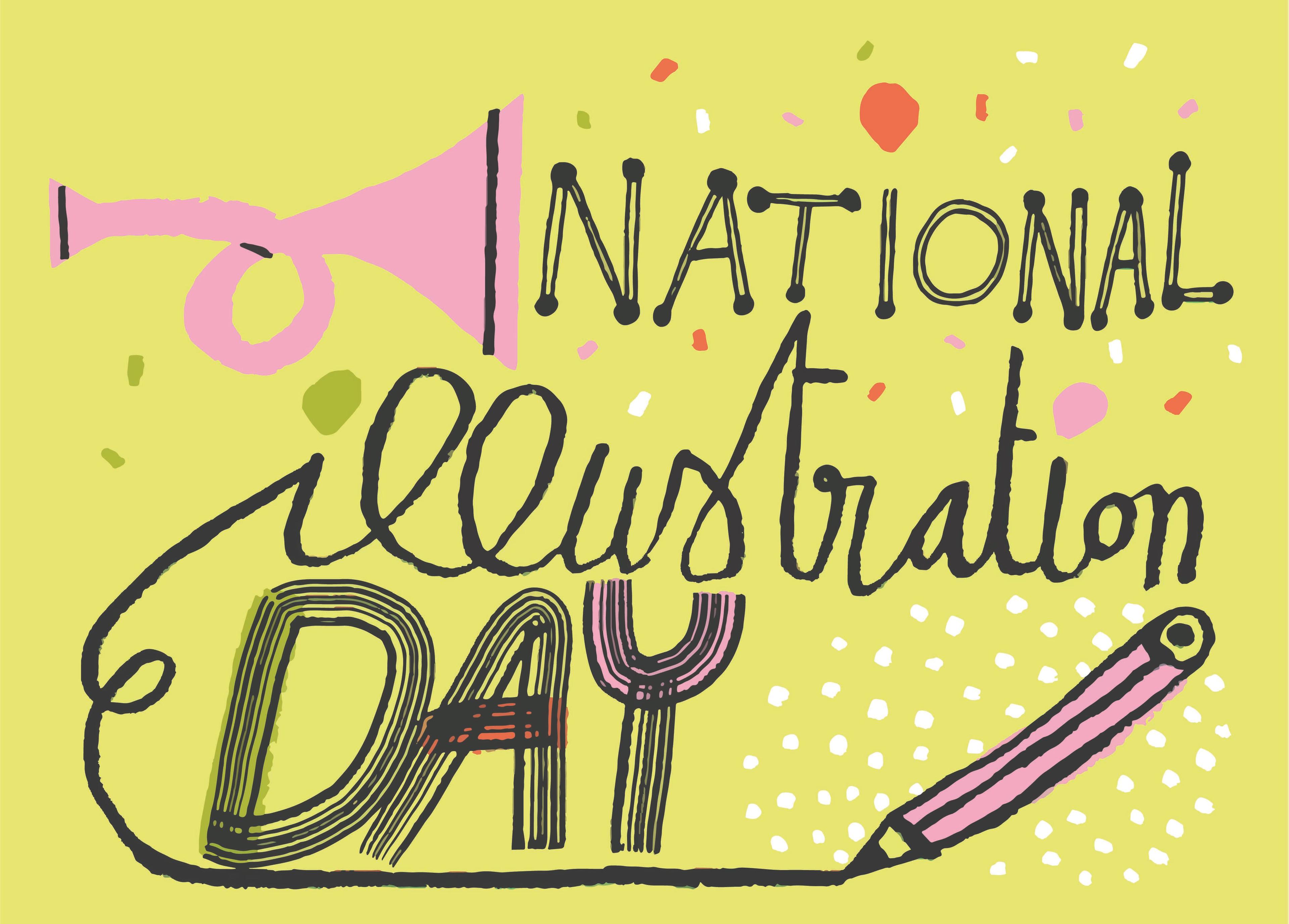 National Illustration Day logo on a greenish, yellow background with the text 'National Illustration Day'.