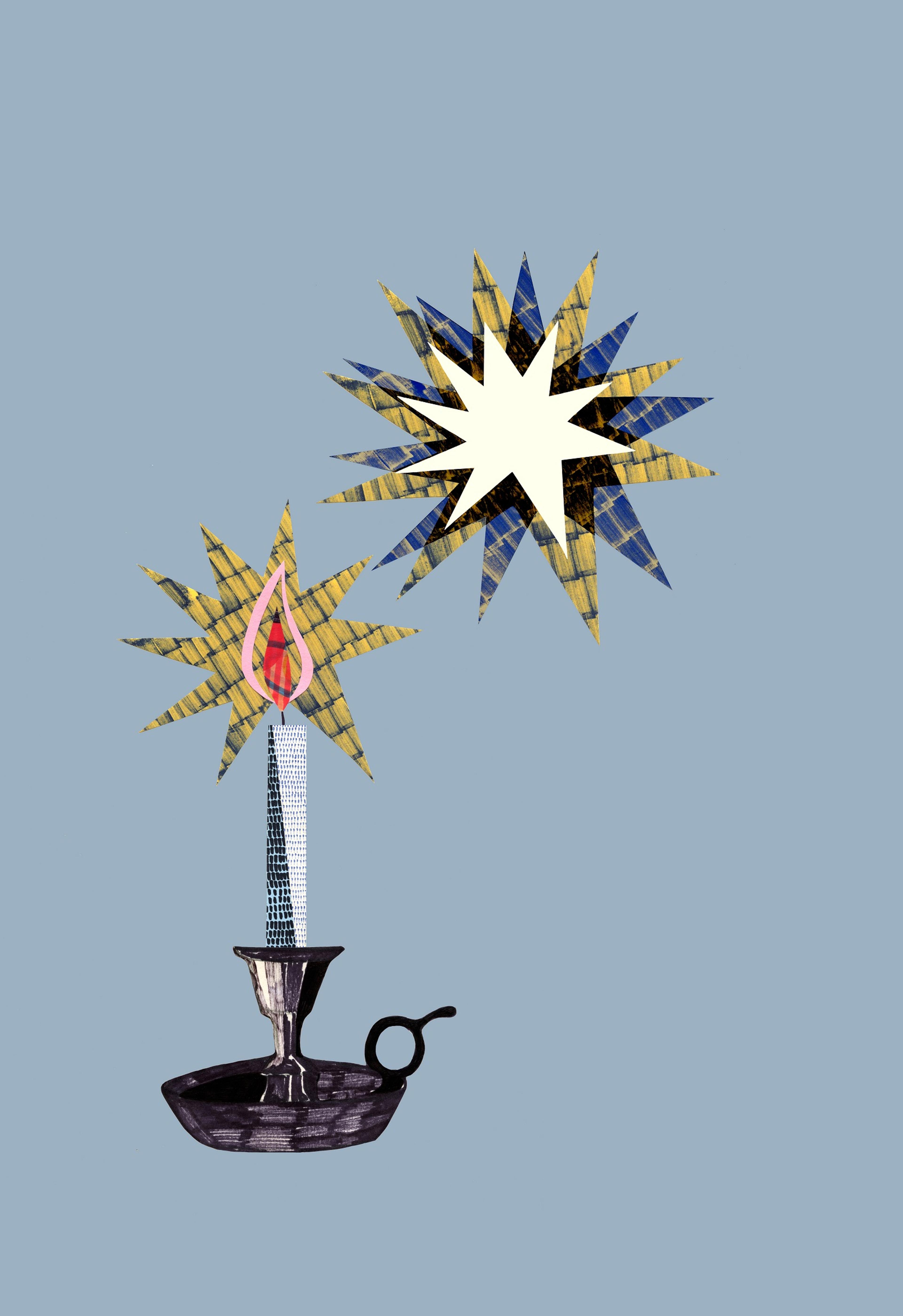 Illustration of a candle with a starburst shape above