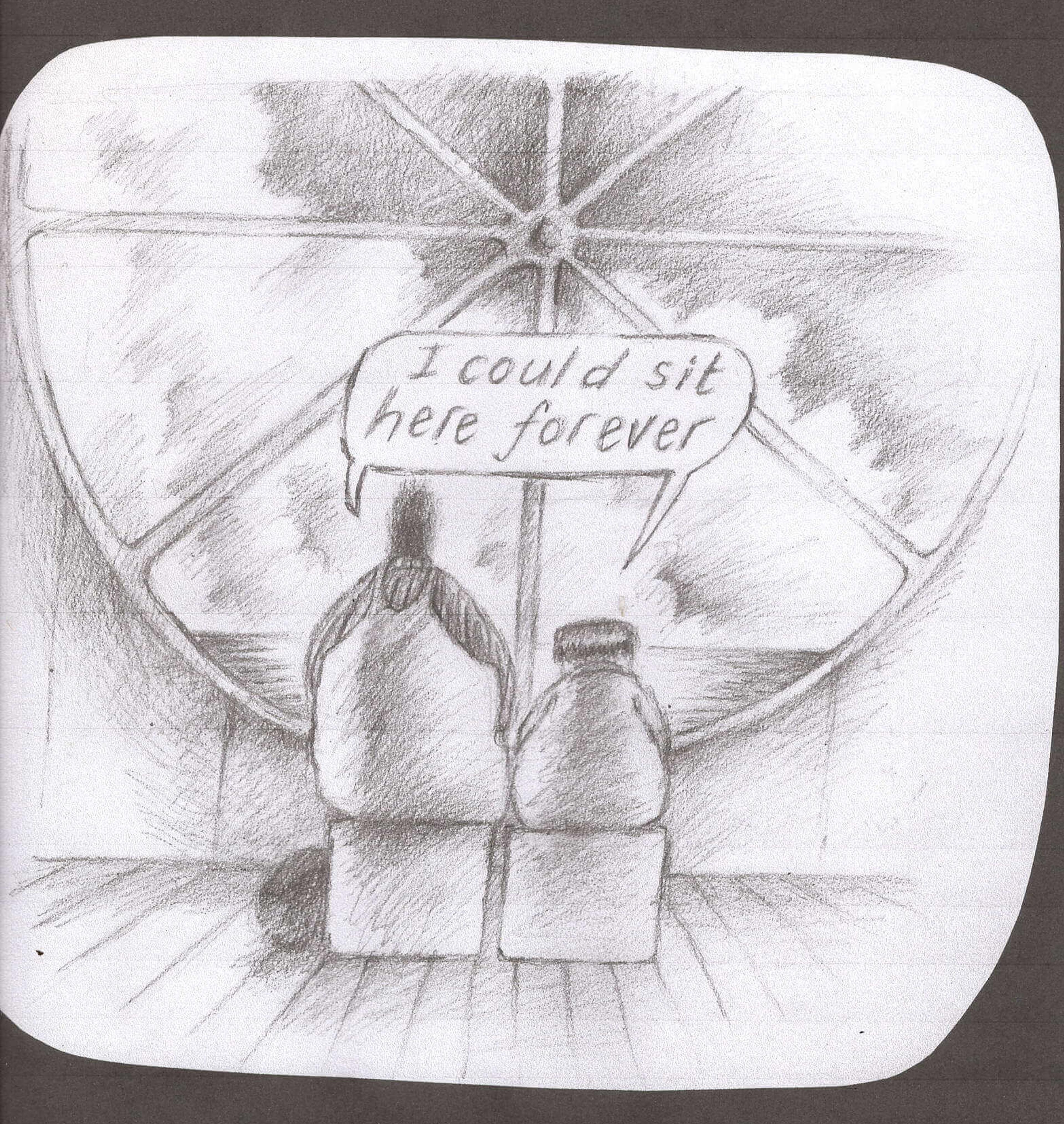 Black and white illustration of a graphic novel comic.