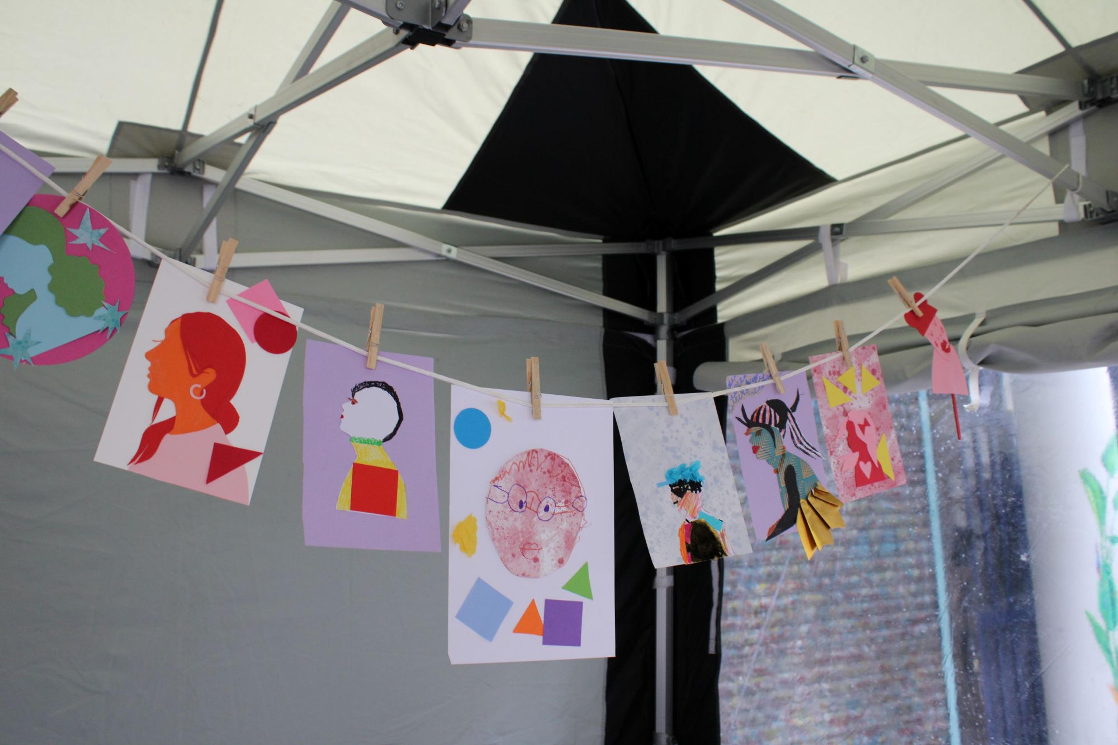 A banner of illustrations